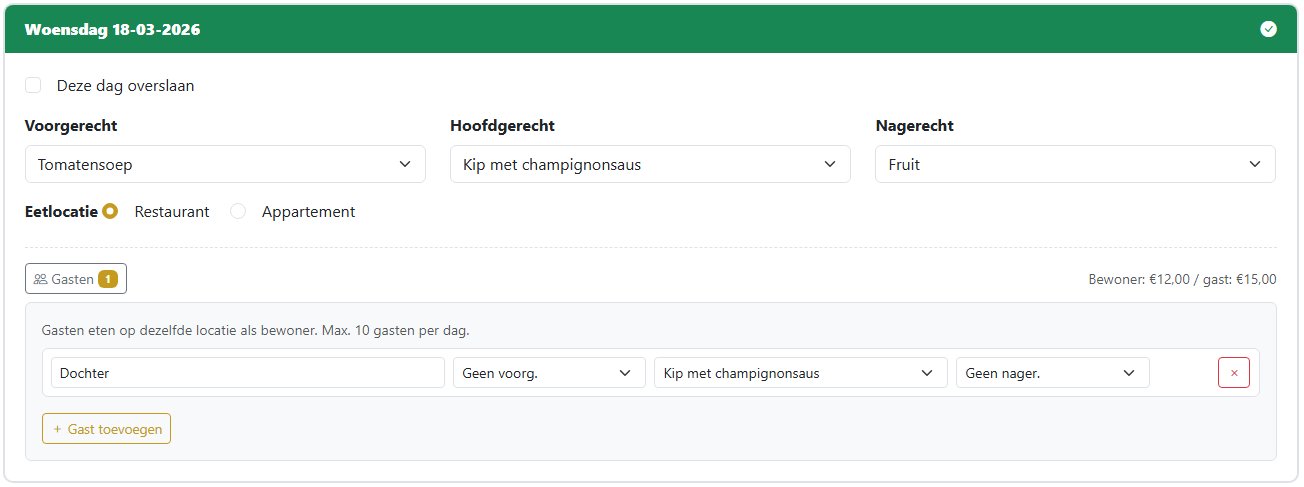 Keuzes maken & gasten toevoegen